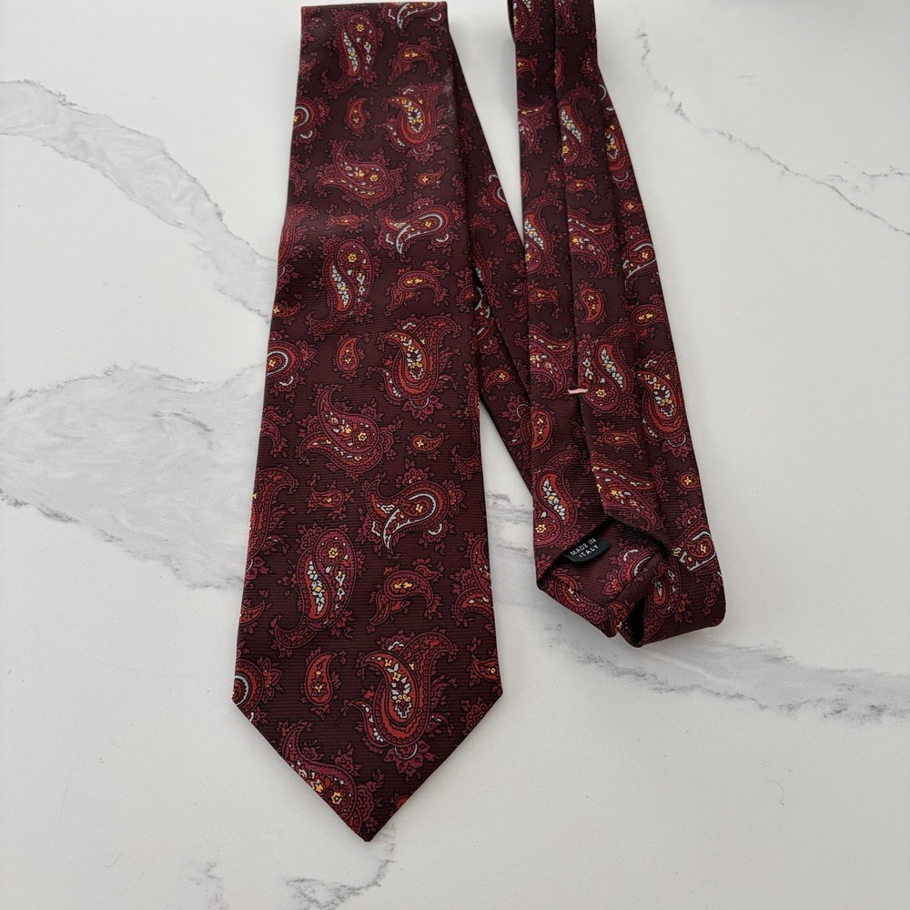 Luigi Borrelli Silk Necktie Paisley Red Tie Italy